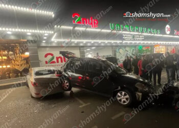 Արմավիրում բախվել են «Nissan»-ն ու «ՎԱԶ 2106»-ը, «Nissan»-ը հայտնվել է կայանված «Hyundai Elantra»-ի վրա